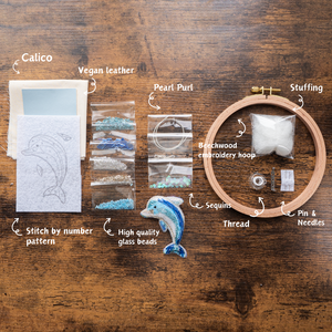 Danny the Dolphin Embroidery Kit for Beginners