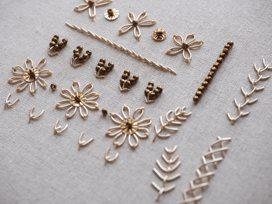 Goldwork Flower Embroidery Kit for Beginners